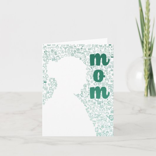 White Silhouette van een moeder Bedankkaart (Voorkant)