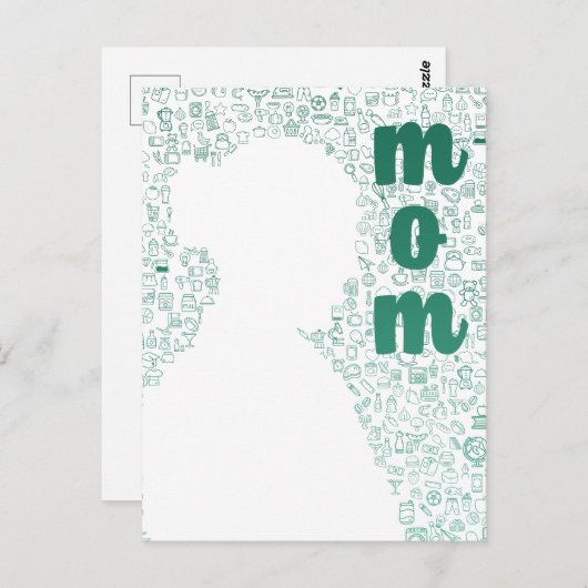 White Silhouette van een moeder Briefkaart (Voorkant / Achterkant)