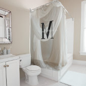 White Silk Black Bold Monogram Schattige Script We Douchegordijn