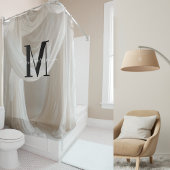 White Silk Black Bold Monogram Schattige Script We Douchegordijn