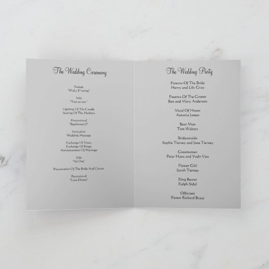 White silk Wedding programma (Binnen)