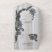 White silk with Black lace All In One Uitnodiging (Buitenkant)