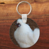 White Silkie Chicken Sleutelhanger (Voorkant)