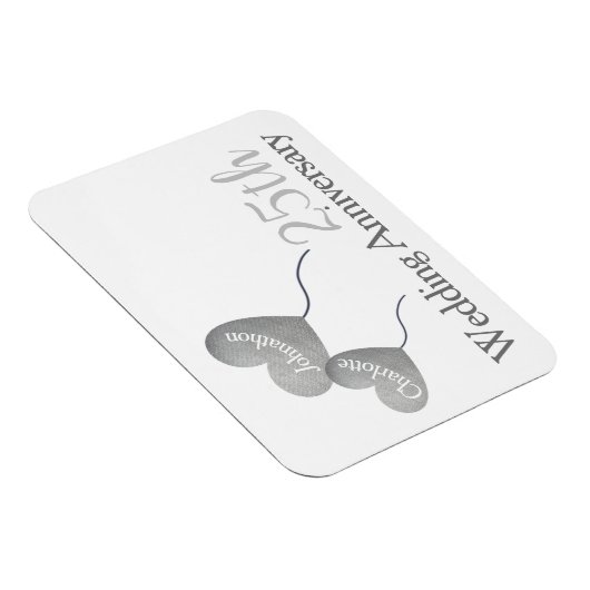 White & Silver 25th bruiloft cadeau Magneet (Rechterzijde)