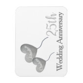 White & Silver 25th bruiloft cadeau Magneet (Verticaal)