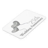 White & Silver 25th bruiloft cadeau Magneet (Linkerzijde)