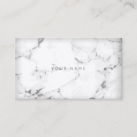 White Silver Abstract Grey Marble Vip Visitekaartje (Voorkant)