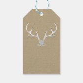 White Silver Antlers & Brow Paper Rustic Wedding Cadeaulabel (Achterkant)