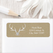 White Silver Antlers & Brow Paper Rustic Wedding Etiket (Insitu)