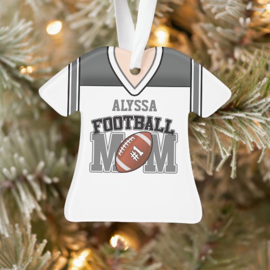 White/Silver/Black Football Mam Jersey Ornament (Boom)