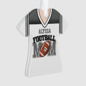 White/Silver/Black Football Mam Jersey Ornament (voorkant)
