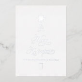 White Silver Calligraphy Christmas Card Folie Feestdagenkaart (Voorkant)