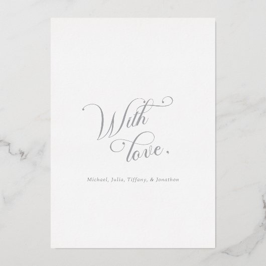 White Silver Calligraphy Christmas Card Folie Feestdagenkaart (Achterkant)