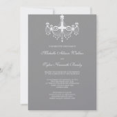 White & Silver Chandelier Invitation Kaart (Voorkant)