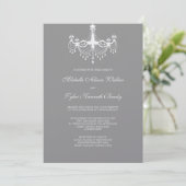 White & Silver Chandelier Invitation Kaart (Staand voorkant)