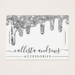 White Silver Chunky Glitter Drift Bracelet Display Visitekaartje