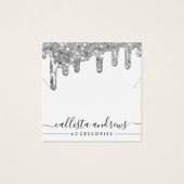 White Silver Chunky Glitter Drift Ketting Display Vierkante Visitekaartjes (Voorkant)