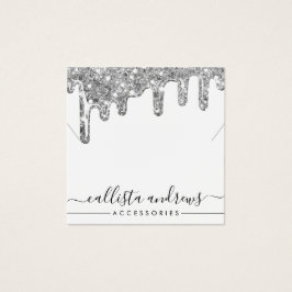 White Silver Chunky Glitter Drift Ketting Display Vierkante Visitekaartjes