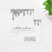 White Silver Chunky Glitter Drip Ring Display Kaar Vierkante Visitekaartjes (Bureau)
