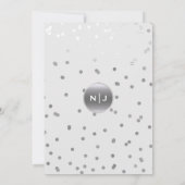 White Silver Confetti Stippen Elegant Modern Weddi Kaart (Achterkant)