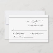 White Silver Elegant Formal Wedding RSVP Kaart (Voorkant)