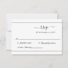 White Silver Elegant Formal Wedding RSVP Kaart