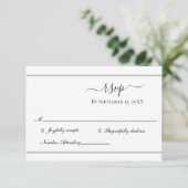 White Silver Elegant Formal Wedding RSVP Kaart (Staand voorkant)