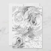 White & Silver Floral Wedding Dress Vrijgezellenfe Kaart (Achterkant)