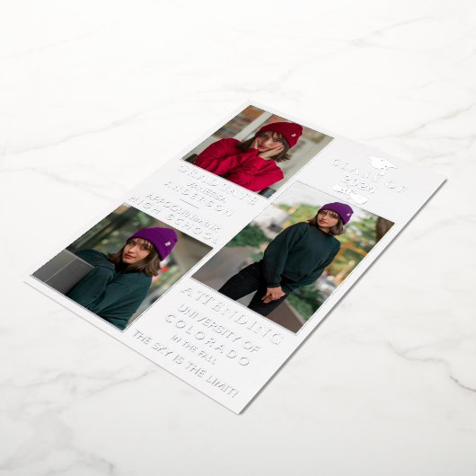 White Silver Foil HS Afstuderen Aankondiging (Gedraaid)