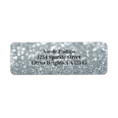 White Silver Glitter Bokeh Glam Birthday Party Etiket (Voorkant)