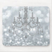 White Silver Glitter Bokeh Glam Chandelier Sparkle Muismat (Voorkant)
