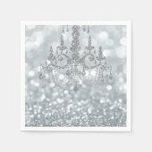 White Silver Glitter Bokeh Glam Chandelier Sparkle Servet (Voorkant)