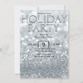 White Silver Glitter Bokeh Glam Holiday Party Kaart (Voorkant)