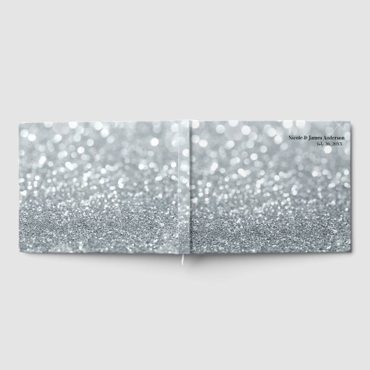 White Silver Glitter Bokeh Glam Sparkle Wedding Gastenboek (Volledig)