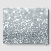 White Silver Glitter Bokeh Glam Sparkle Wedding Gastenboek (Achterkant)