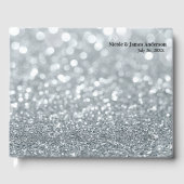 White Silver Glitter Bokeh Glam Sparkle Wedding Gastenboek (Voorkant)