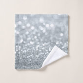 White Silver Glitter Bokeh Glam Trendy Sparkle Bad Handdoek (Wasdoekje)
