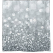 White Silver Glitter Bokeh Glam Trendy Sparkle Douchegordijn (Voorkant)