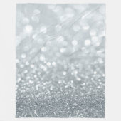 White Silver Glitter Bokeh Glam Trendy Sparkle Fleece Deken (Voorkant)