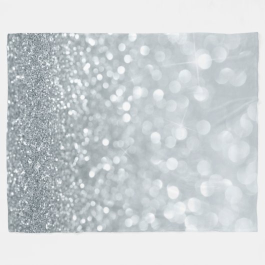 White Silver Glitter Bokeh Glam Trendy Sparkle Fleece Deken (Voorkant (Horizontaal))