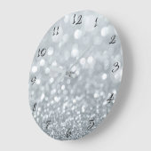 White Silver Glitter Bokeh Glam Trendy Sparkle Grote Klok (Hoek)