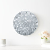 White Silver Glitter Bokeh Glam Trendy Sparkle Grote Klok (Huis)
