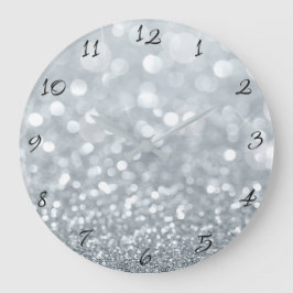 White Silver Glitter Bokeh Glam Trendy Sparkle Grote Klok