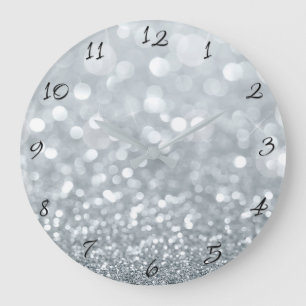 White Silver Glitter Bokeh Glam Trendy Sparkle Grote Klok