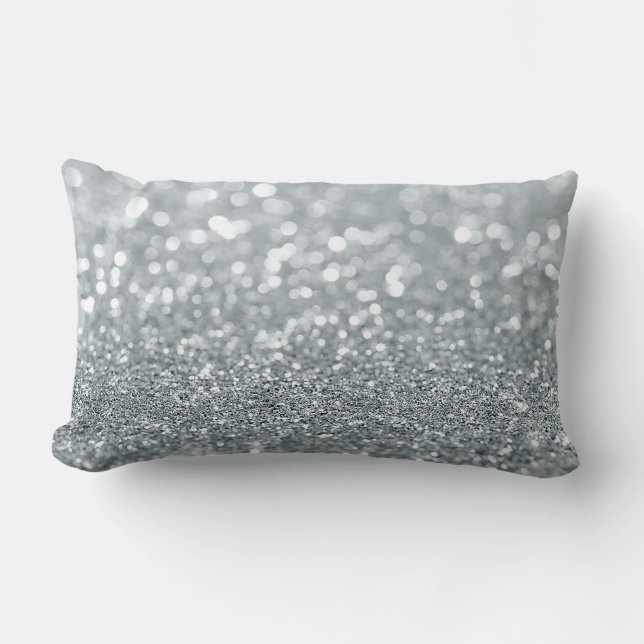 White Silver Glitter Bokeh Glam Trendy Sparkle Kussen (Voorkant)