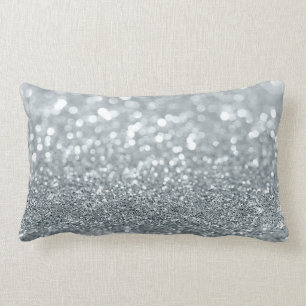 White Silver Glitter Bokeh Glam Trendy Sparkle Kussen