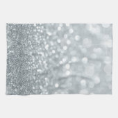 White Silver Glitter Bokeh Glam Trendy Sparkle Theedoek (Horizontaal)