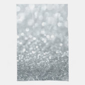 White Silver Glitter Bokeh Glam Trendy Sparkle Theedoek (Verticaal)