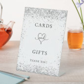 White Silver Glitter bruiloft gastkaartcadeaus Reclamebord Met Voetstuk (Insitu)