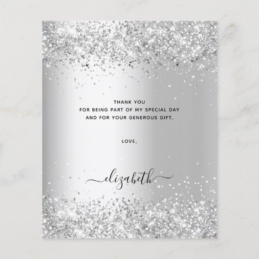 White Silver Glitter-budget bedankt voor je kaart (Achterkant)